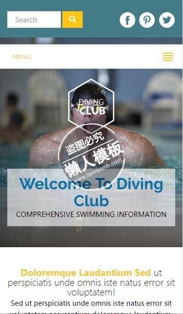 游泳俱乐部html5手机wap体育网站模板免费下载