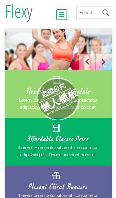 Flexy瑜伽锻炼身体单页html5手机wap体育网站模板免费下载