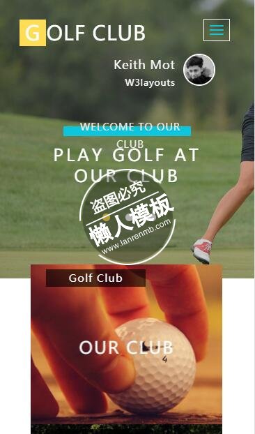 Golf Club高尔夫运动俱乐部html5手机wap体育网站模板免费下载