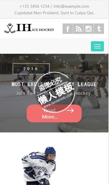 Ice Hockey冰球体育运动html5手机wap体育网站模板免费下载