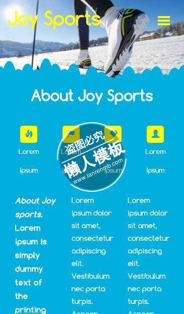 Joy Sports各色体育运动单页html5手机wap体育网站模板免费下载