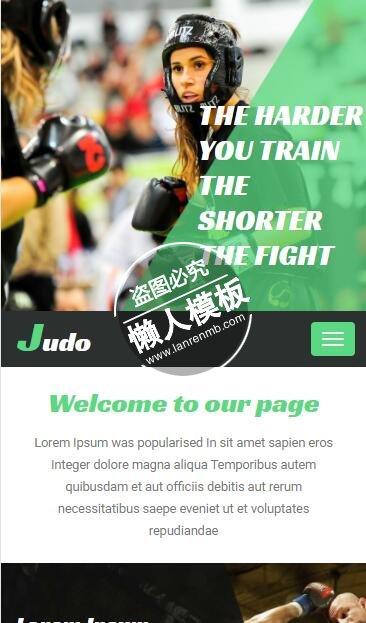 Judo刺激跆拳道比赛单页html5手机wap体育网站模板免费下载