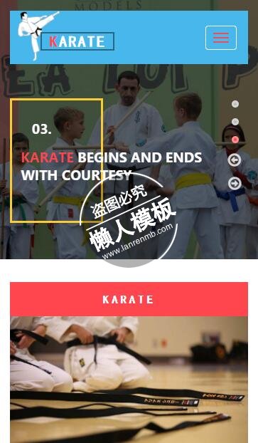 Karate空手道训练html5手机wap体育网站模板免费下载