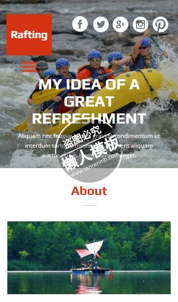 Rafting漂流划艇运动单页html5手机wap体育网站模板免费下载