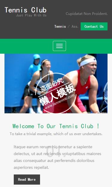 Tennis Club职业网球俱乐部html5手机wap体育网站模板免费下载
