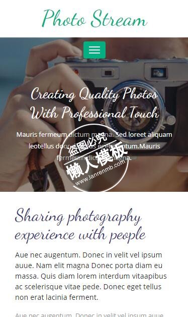 Photo Stream相机拍摄集html5手机摄影图片相册网站模板免费下载