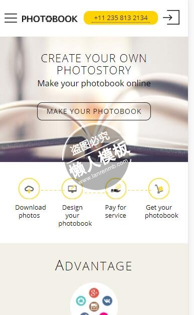 PhotoBook相册出售html5手机wap摄影图片相册网站模板免费下载