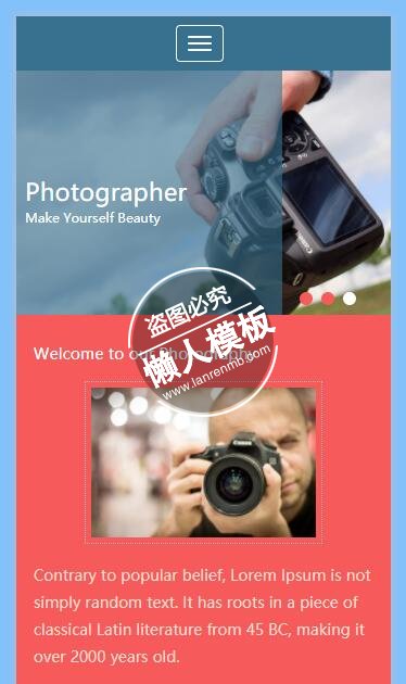 Photographer彩色风格html5手机摄影图片相册网站模板免费下载