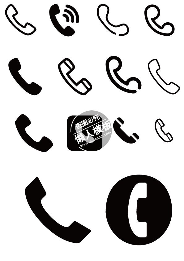 各种黑色线条电话图标ui界面设计移动端手机网页psd素材下载