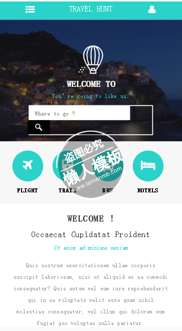 TRAVEL HUNT html5旅行社旅游手机网站模板免费下载