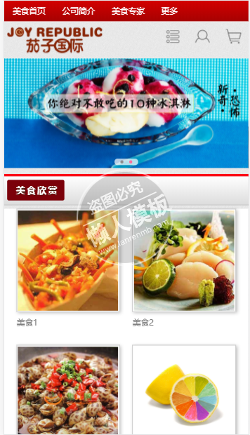 茄子国际餐饮网站模板素材免费下载