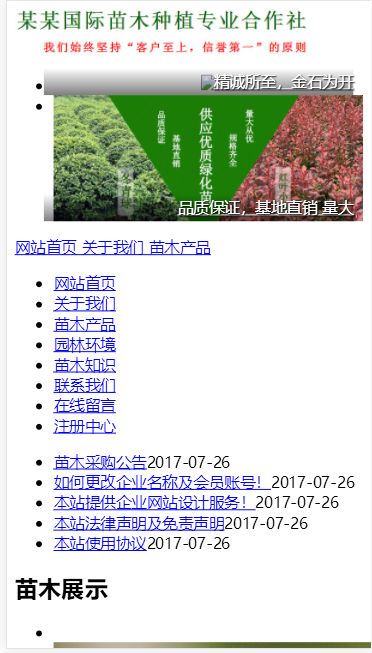省庄国际苗木种植合作社自适应响应式网站模板