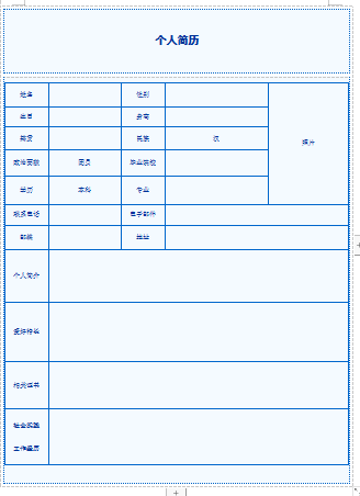 中文未填写空表格空白简历简历模板免费下载