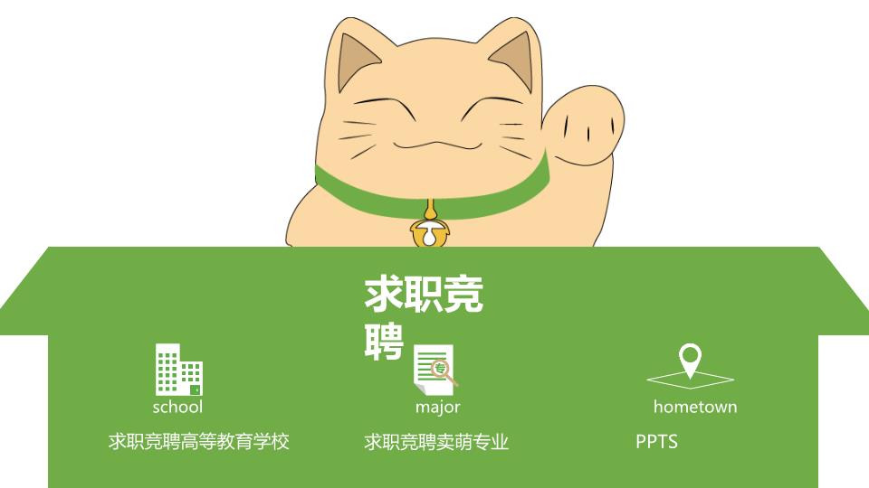 卡通招财猫个人简历述职竞聘PPT模板整套素材免费下载