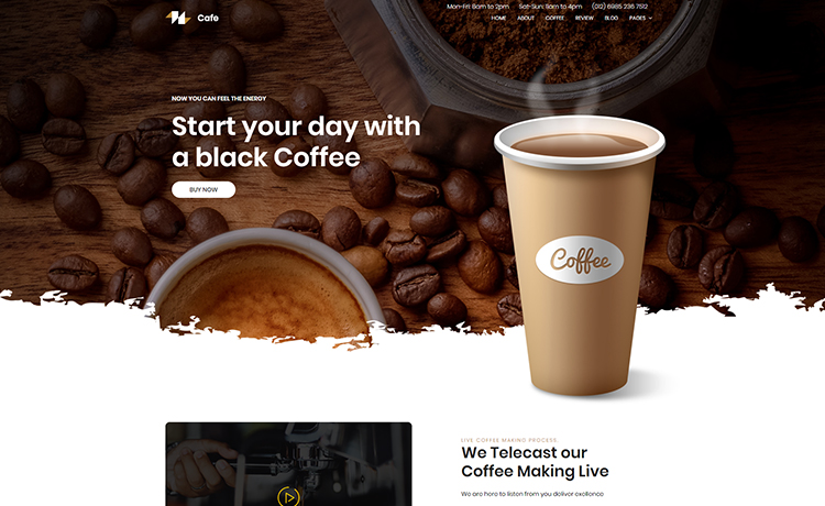 免费多功能、简单且精美Bootstrap 4咖啡店餐饮食品单页模板响应式CSS3自适应HTML5网站模板免费下载