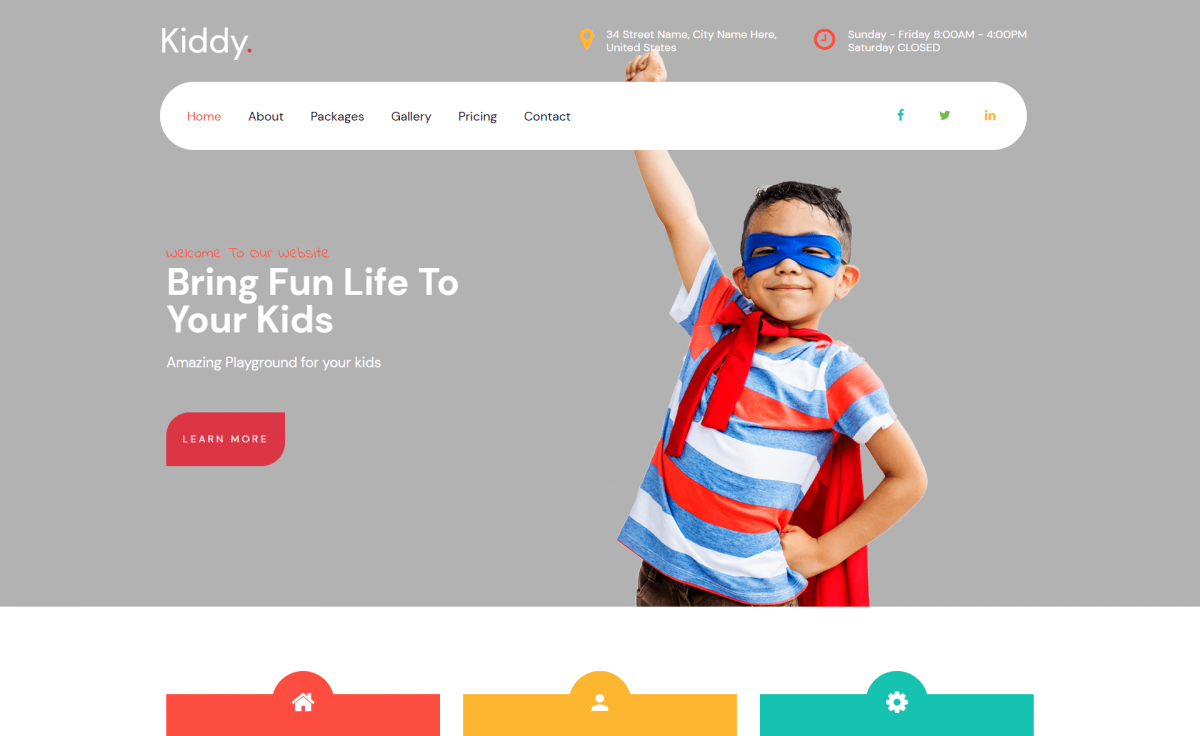 丰富多彩的免费响应 Bootstrap 4 幼儿园儿童游乐场在线教育机构网站模板自适应HTML5网站模板免费下载