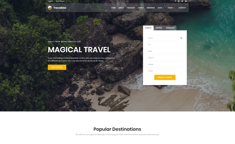 时髦漂亮的功能免费Bootstrap 4旅游预订酒店管理公司网站模板自适应HTML5网站模板免费下载