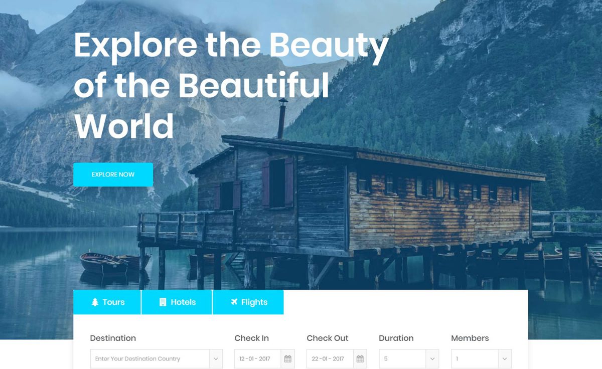 一个带有特效动画的免费 Bootstrap5 团建旅行社酒店预定度假村网站模板自适应HTML5网站模板免费下载