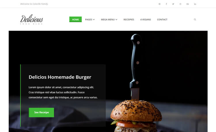 时尚领先的技术特性免费 Bootstrap 4 菜谱烹饪食谱食品美食商业网站模板自适应HTML5网站模板免费下载