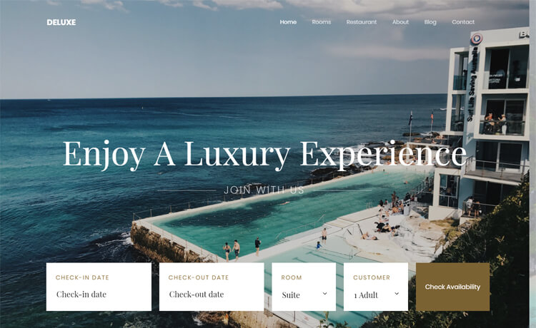 美丽豪华的免费 Bootstrap 4 团建住宿酒店度假村旅游预定商业网站模板自适应HTML5网站模板免费下载