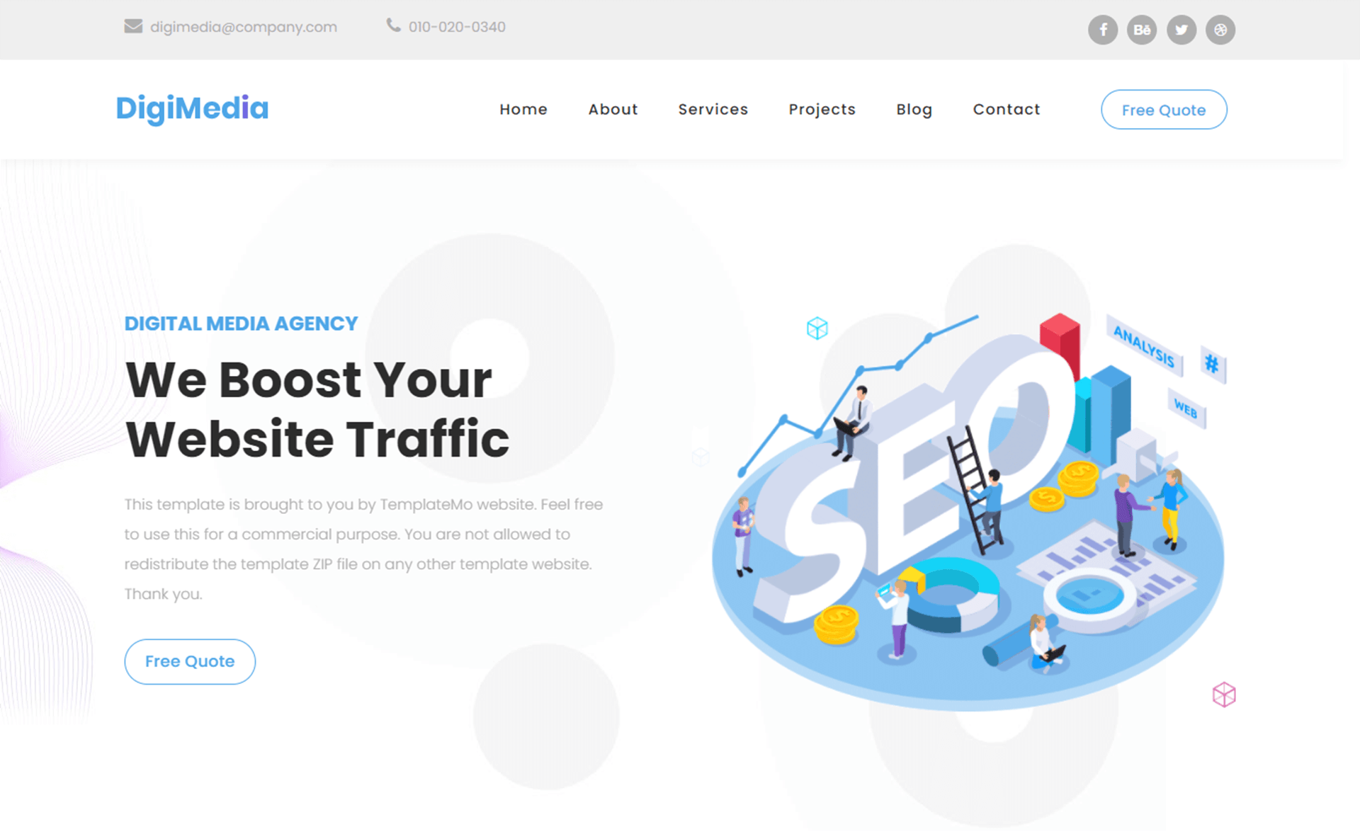 创意又实用的免费 Bootstrap 5 网站优化SEO数字营销公司企业商业网站模板自适应HTML5网站模板免费下载