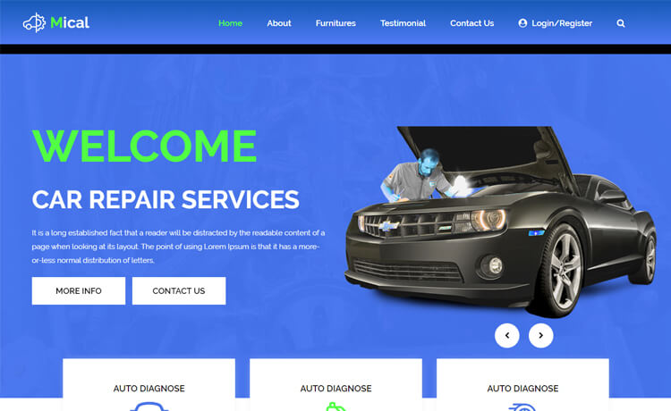 一个充满技术娴熟免费Bootstrap 4 汽车维修保养配件洗车店商业网站模板自适应HTML5网站模板免费下载