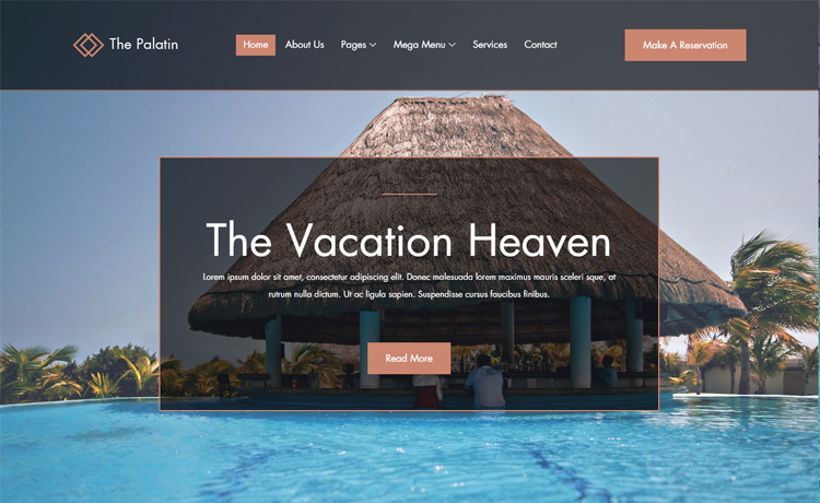 干净和简单的设计免费 Bootstrap 4酒店度假村旅行社预订网站模板自适应HTML5网站模板免费下载