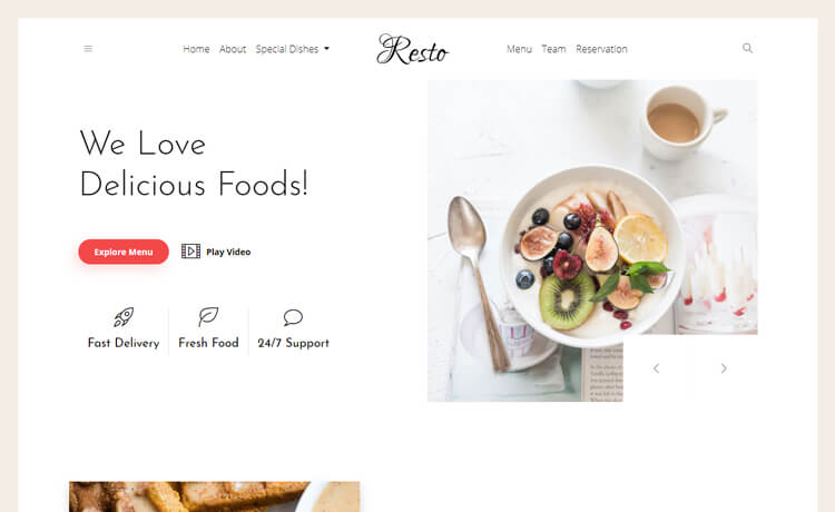 一个吸引眼球免费 Bootstrap 4 厨师餐厅美食网站模板自适应HTML5网站模板免费下载