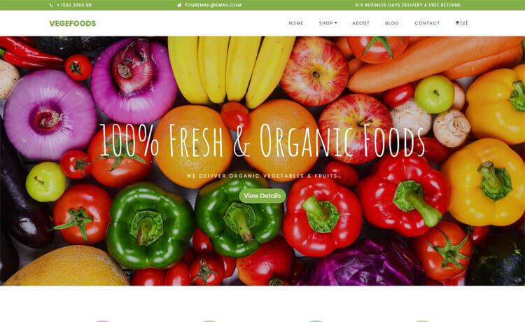 免费Bootstrap 4在线蔬菜购物网站、有机农业电子商务响应式css3自适应HTML5网站模板免费下载
