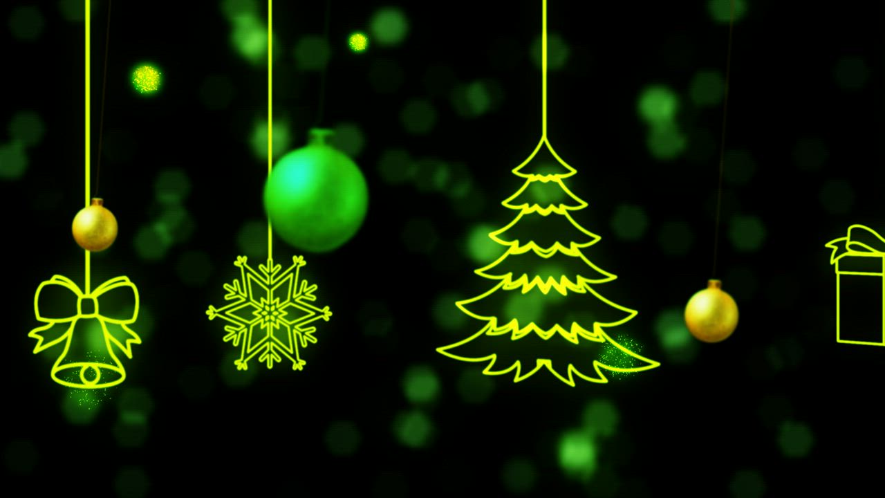 黑色背景上的圣诞装饰的2D动画视频模板素材完整版免费下载