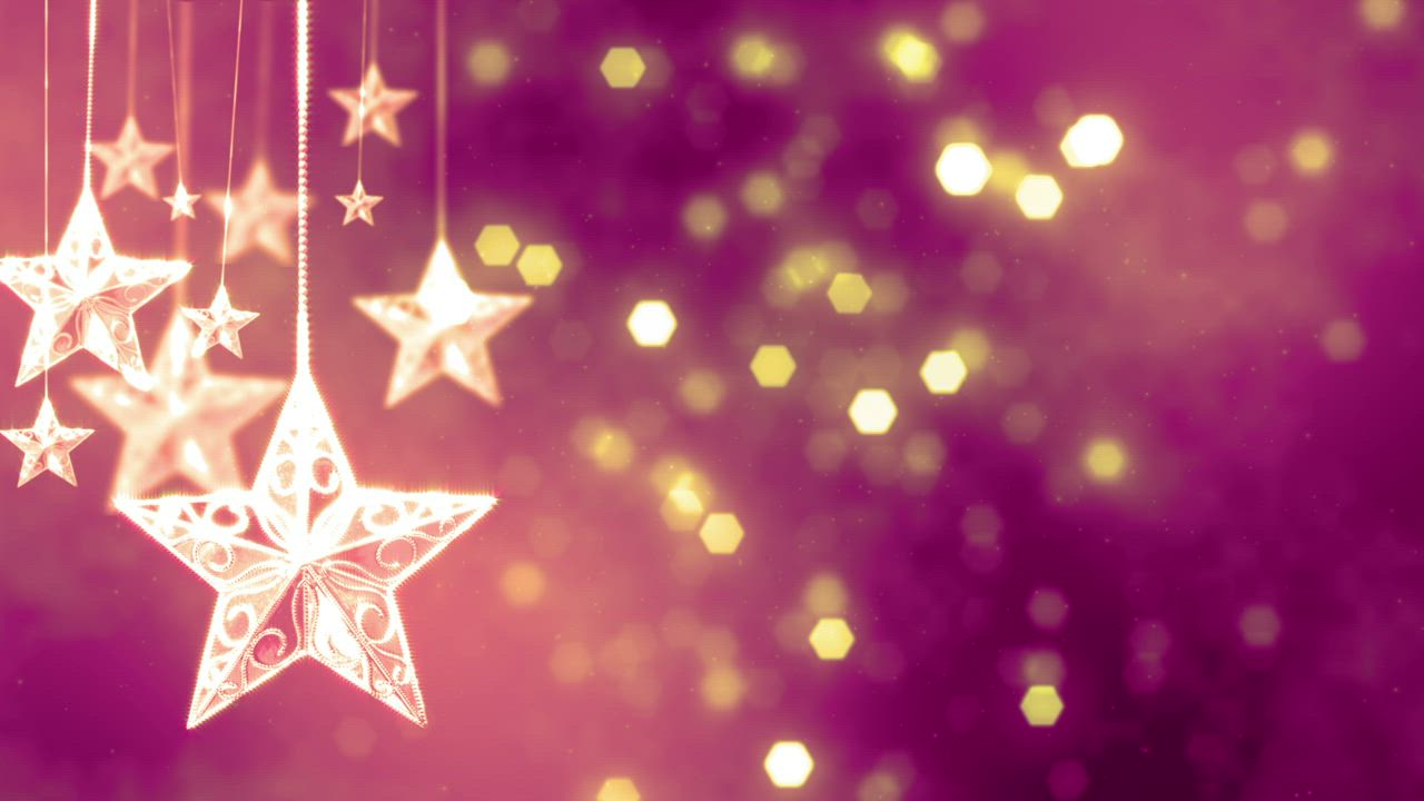 圣诞挂星与粉红色散景背景视频模板素材完整版免费下载