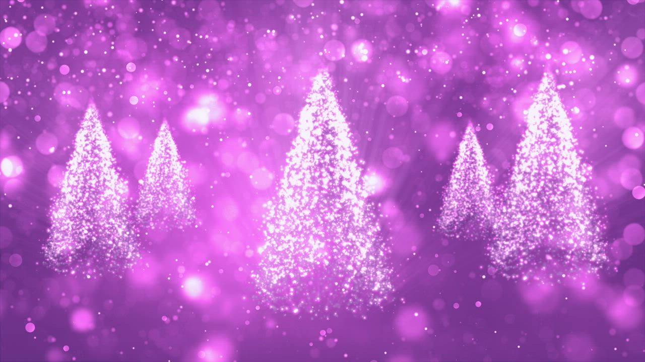 闪闪发光的圣诞树在紫色背景中旋转视频模板素材完整版免费下载