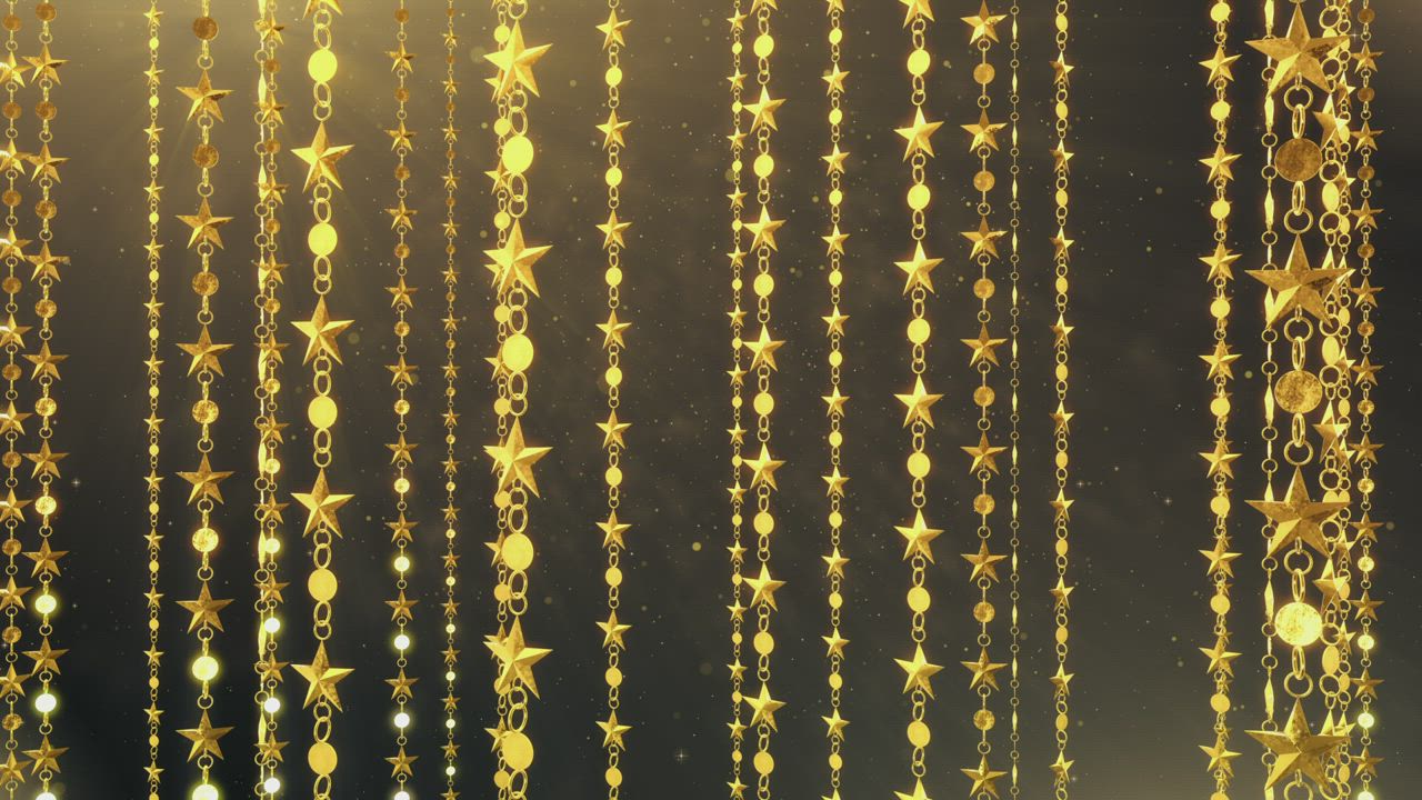 悬挂的金色星星视频模板素材完整版免费下载