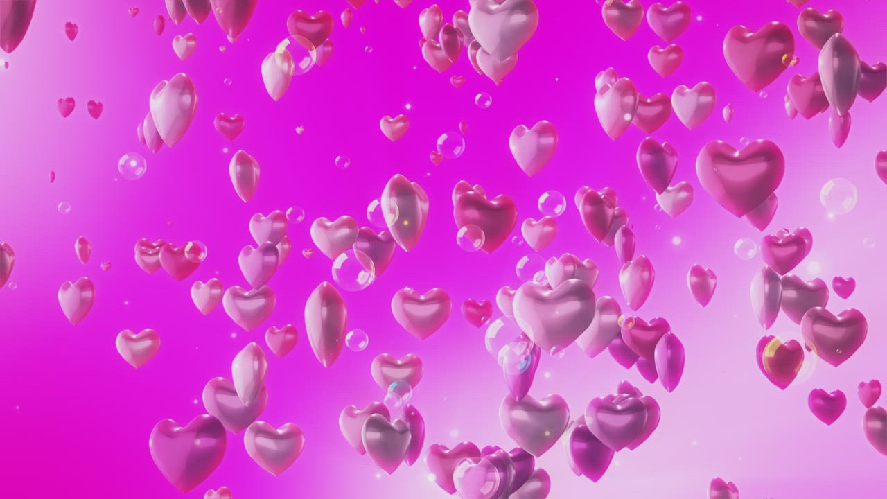 心形气球在粉红色背景上升起视频模板素材完整版免费下载