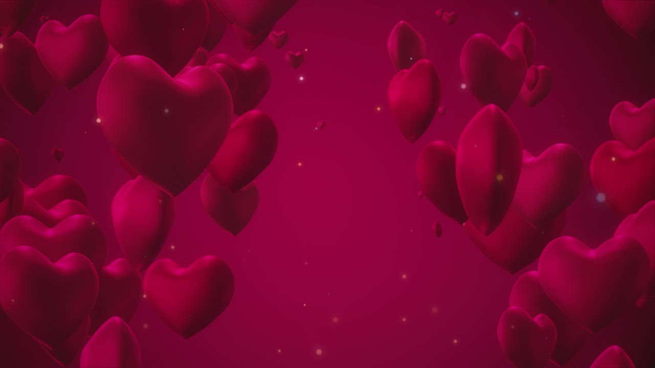 红色背景上浮动的心视频模板素材完整版免费下载
