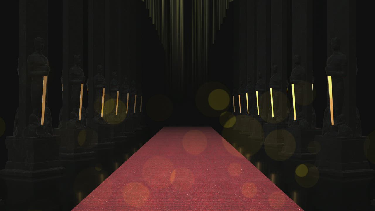 一排排黑色柱子之间的红地毯视频模板素材完整版免费下载