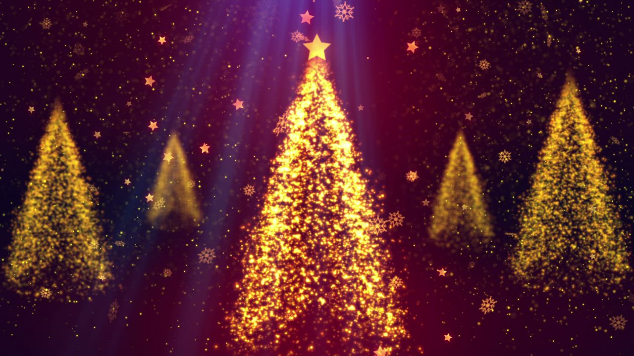 旋转发光粒子的圣诞树视频模板素材完整版免费下载