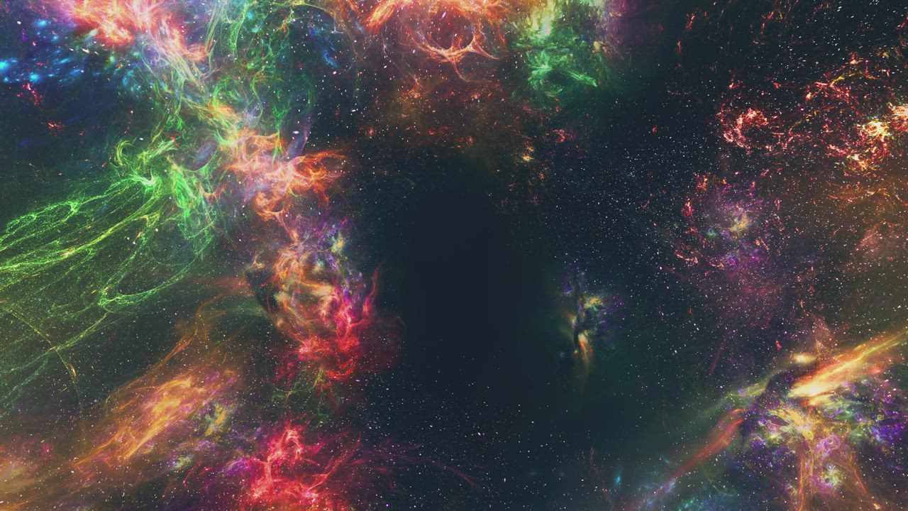 宇宙中壮观的荧光色星云视频模板素材完整版免费下载