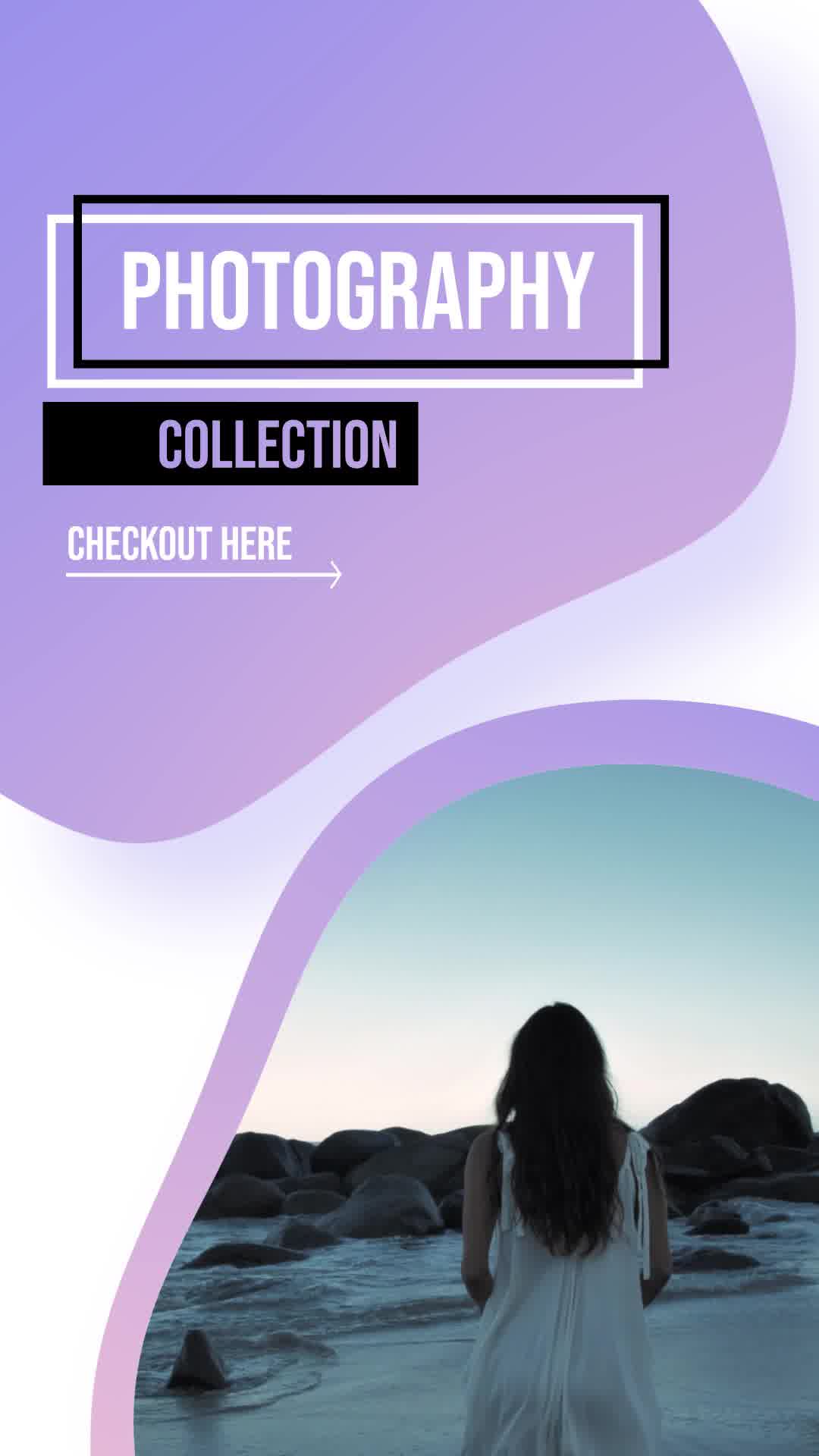 视频图层、叠加边框框和反转副标题的扭曲圆形渐变视频模板素材完整版免费下载