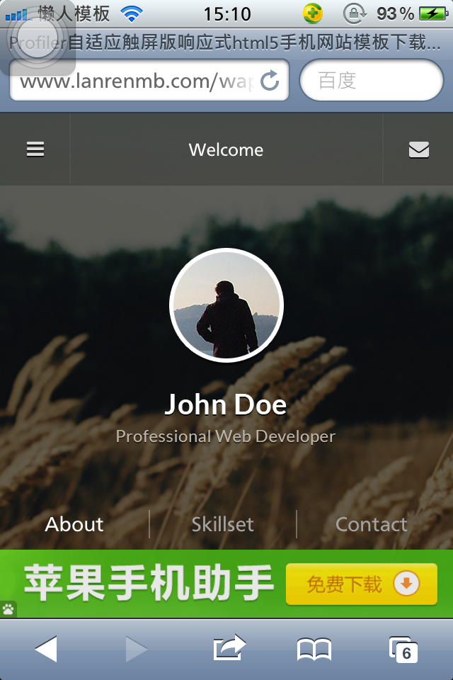 Profiler自适应触屏版响应式html5手机网站模板下载