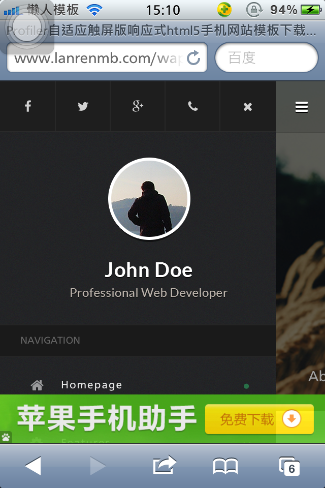 Profiler自适应触屏版响应式html5手机网站模板下载