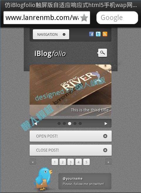 iBlogfolio触屏版自适应响应式html5手机wap网站模板下载