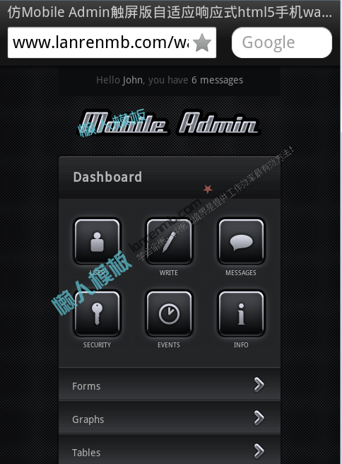 MobileAdmin触屏版自适应响应式html5手机wap网站模板下载