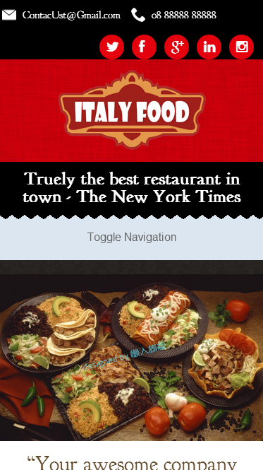 意大利美食触屏版自适应html5手机wap网站模板源码下载