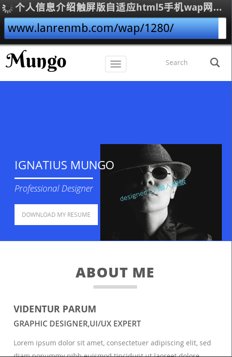 个人信息介绍触屏版自适应html5手机wap网站模板源码下载