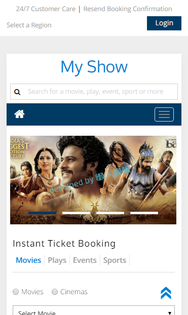 电影票在线购买触屏版自适应手机wap网站模板源码下载