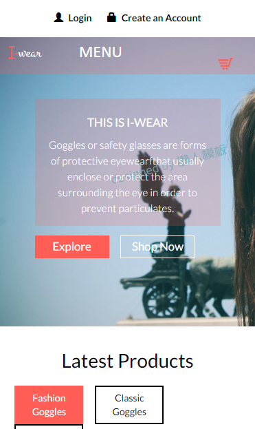 时尚太阳眼镜购物触屏版自适应手机wap网站模板源码下载