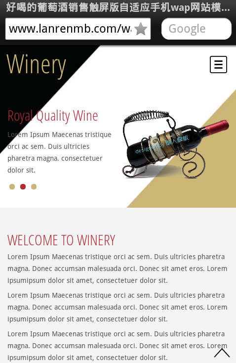好喝的葡萄酒销售触屏版自适应手机wap网站模板源码下载