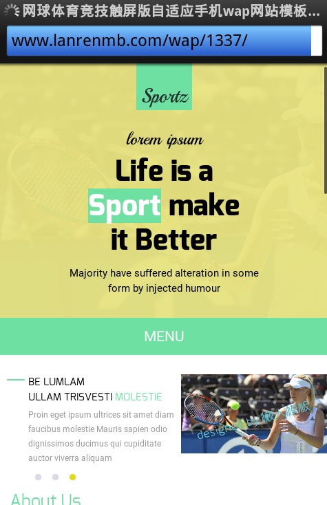 网球体育竞技触屏版自适应手机wap网站模板源码下载