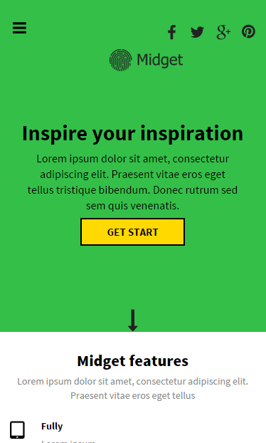 超简洁绿背景触屏版自适应html5手机wap网站模板源码下载